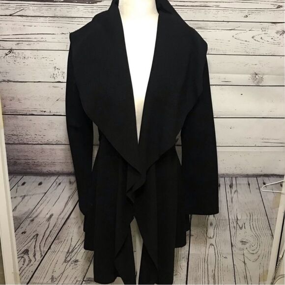 Elegant Black Women's Coat LUII L lined Heavy Hang, Flattering! - Picture 3 of 11